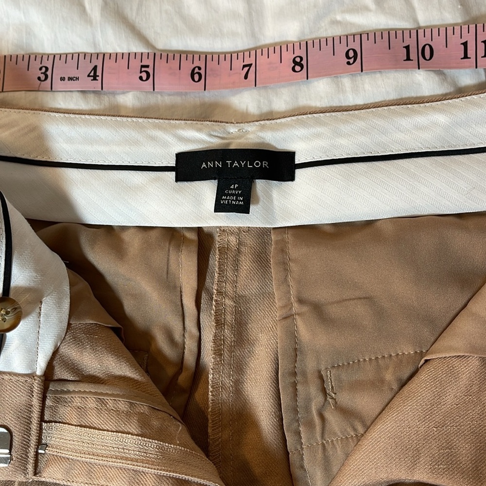 Ann Taylor Linen Blend Tan Wide Leg Trousers 4P - Picture 7 of 12